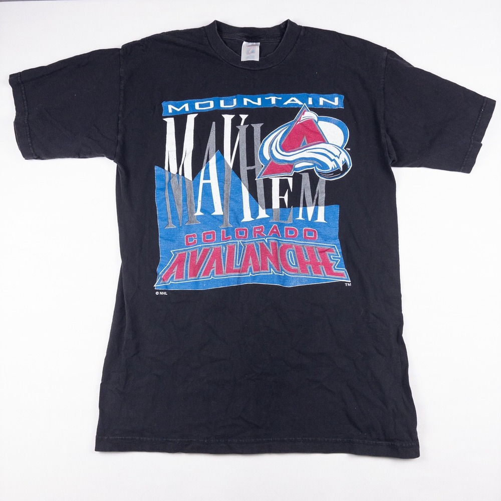 Logo 7 Colorado Avalanche T Shirt Mens Large Black Good Mountain Mayhem Vintage‎